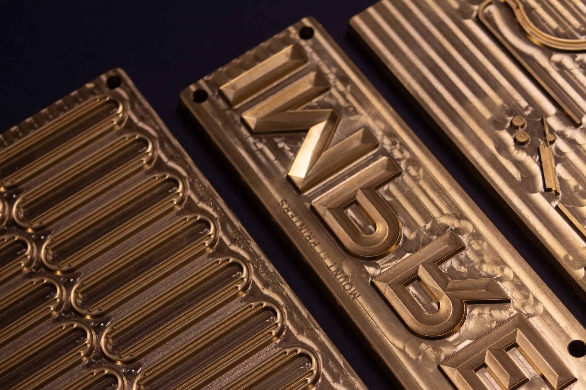 The brass dies used for the embossing and foiling
