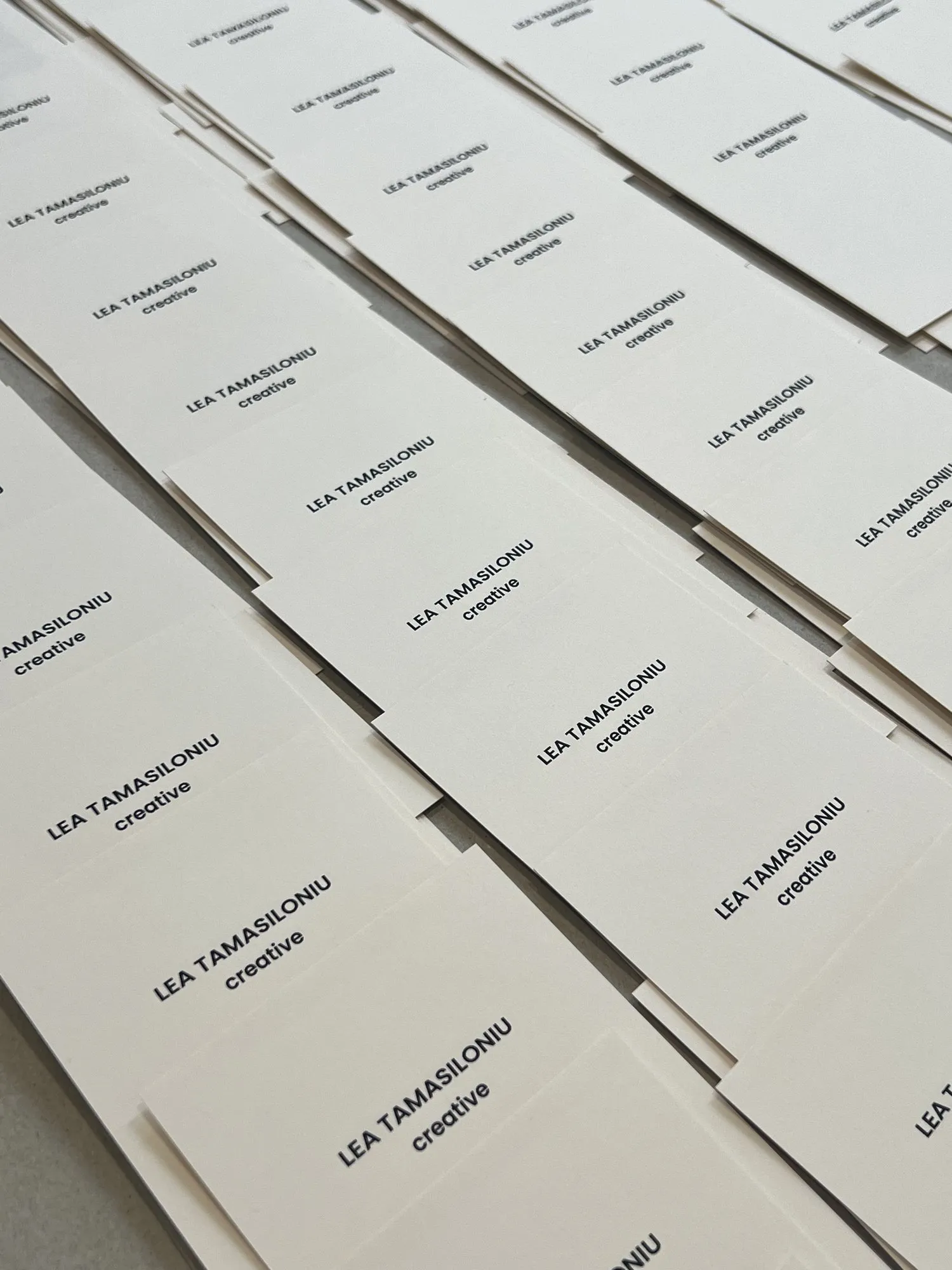 Lea’s own business cards, printed at Mount Street Printers